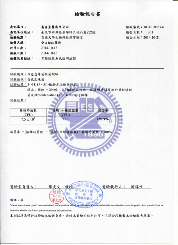 白色念珠菌抗菌試驗